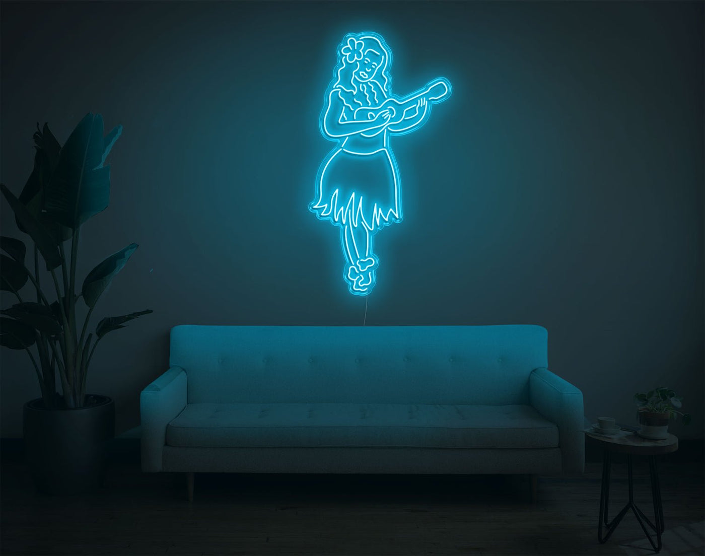 Hula Girl LED Neon Sign - 49inch x 27inchLight Blue