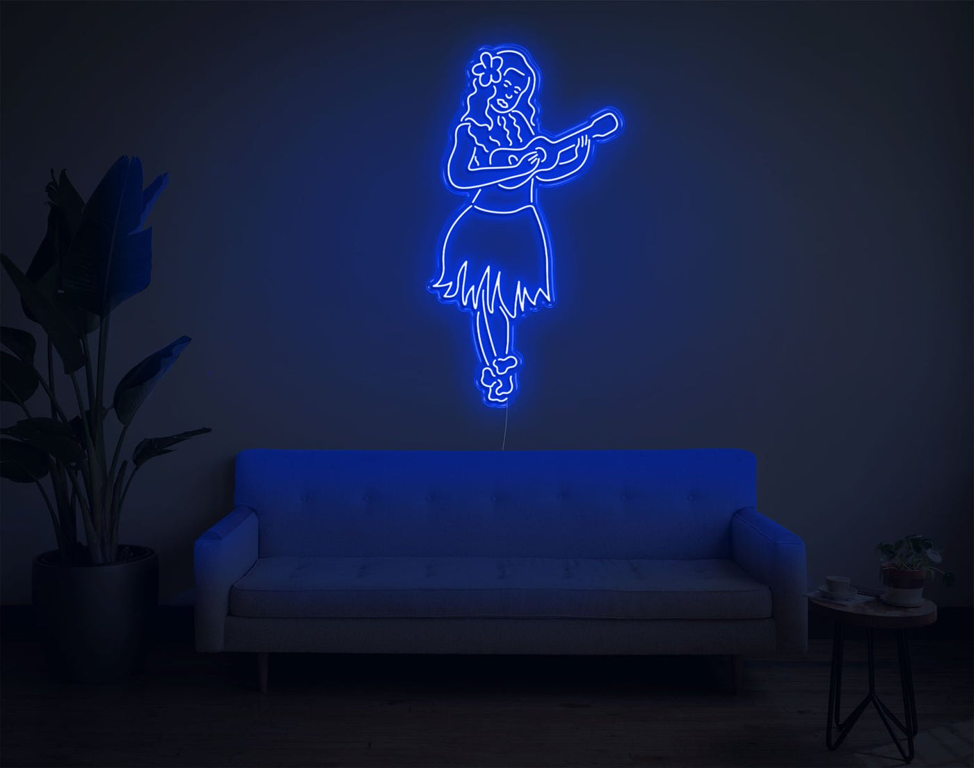 Hula Girl LED Neon Sign - 49inch x 27inchBlue