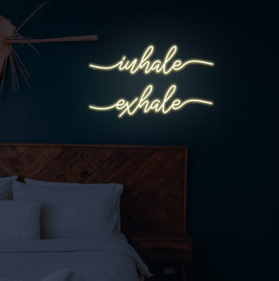 Inhale Exhale Neon Sign - White