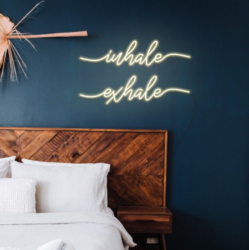 Inhale Exhale Neon Sign - White