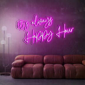 "It's Always Happy Hour" Neon Sign for Bars & Restaurants - 60cm (2ft)Blue