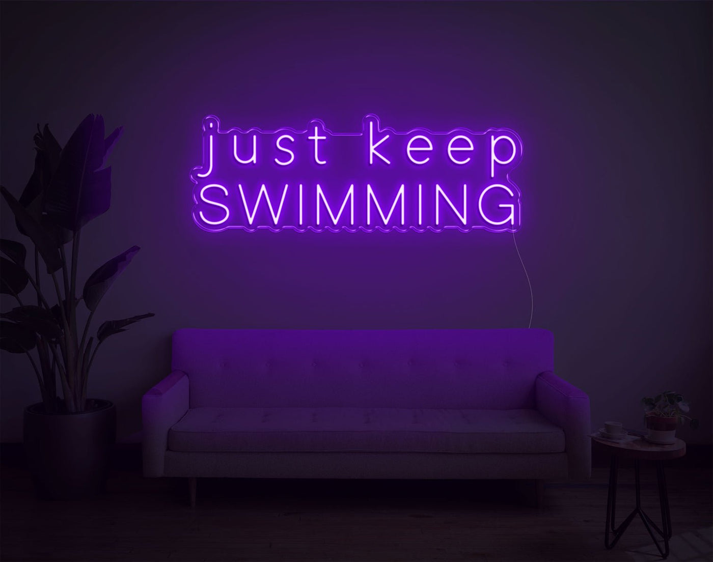 Just Keep Swimming LED Neon Sign - 13inch x 36inchPurple