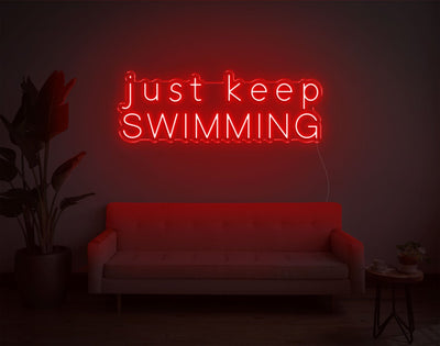 Just Keep Swimming LED Neon Sign - 13inch x 36inchRed