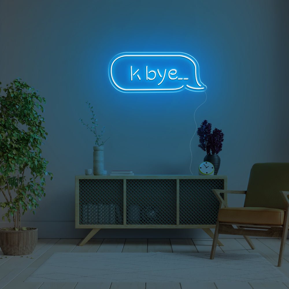 K Bye.. LED Neon Sign - 20inch x 8inchIce Blue