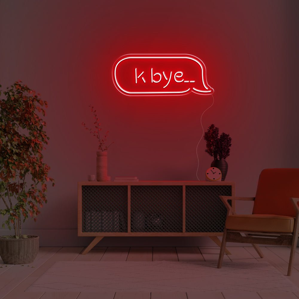 K Bye.. LED Neon Sign - 20inch x 8inchLight Pink