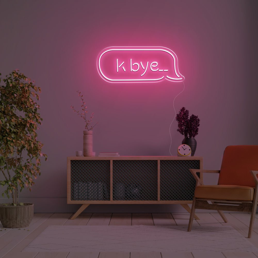 K Bye.. LED Neon Sign - 20inch x 8inchLight Pink