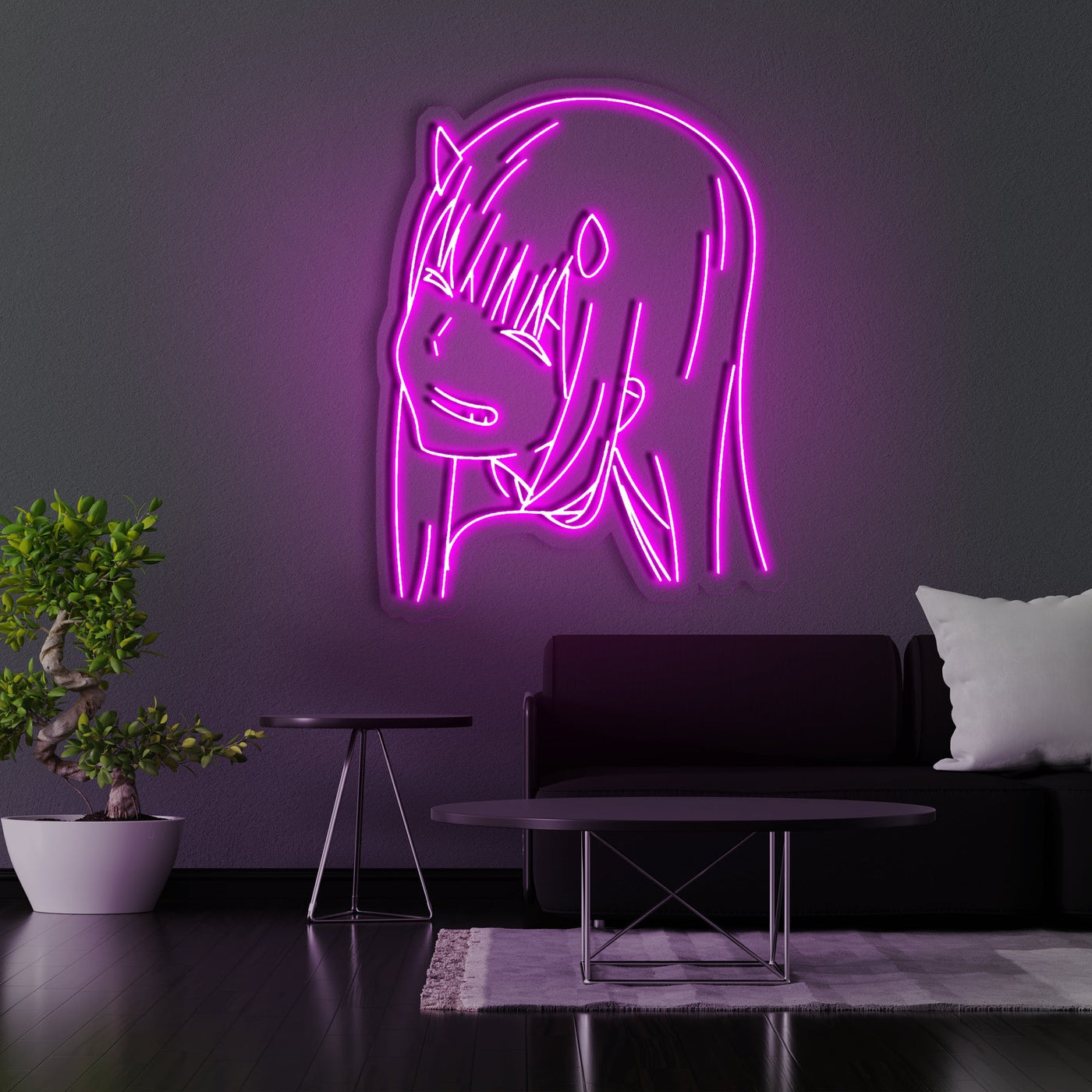 "Kawaii Anime Face" Neon Sign - 60cm (2ft)Blue