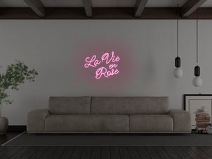 La Vie En Rose LED Neon Sign - Pink