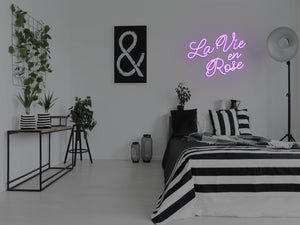 La Vie En Rose LED Neon Sign - Pink