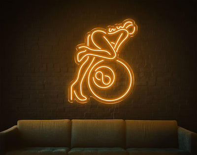 Lady Billiard LED Neon Sign - 26inch x 21inchOrange