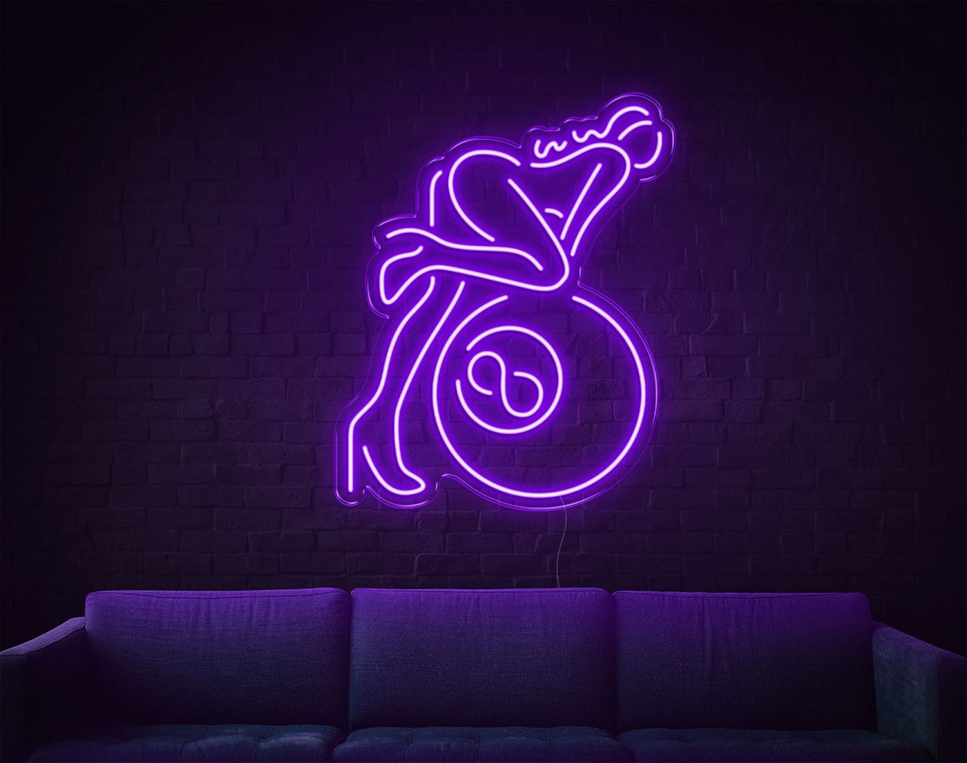 Lady Billiard LED Neon Sign - 26inch x 21inchPurple