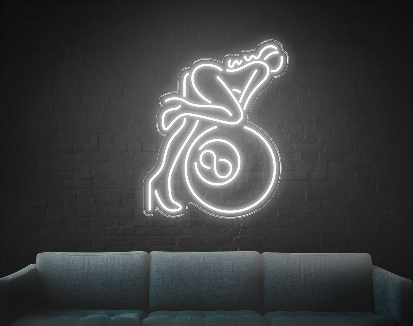 Lady Billiard LED Neon Sign - 26inch x 21inchWhite