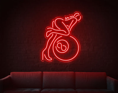 Lady Billiard LED Neon Sign - 26inch x 21inchRed