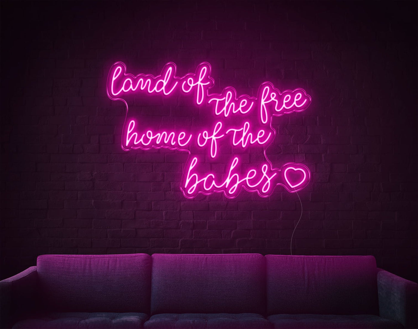 Land Of The Free LED Neon Sign - 24inch x 36inchHot Pink