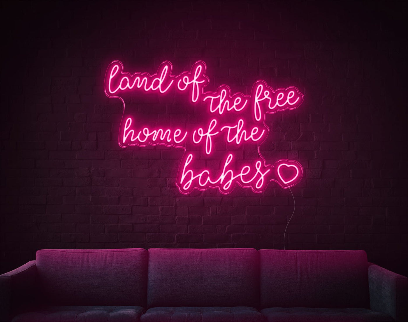 Land Of The Free LED Neon Sign - 24inch x 36inchHot Pink