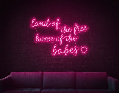 Land Of The Free LED Neon Sign - 24inch x 36inchHot Pink