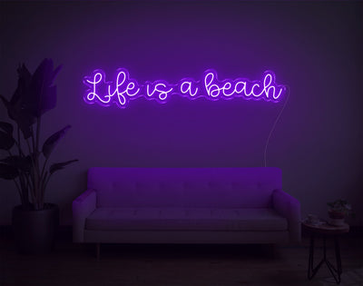 Life is a beach LED Neon Sign - 28inch x 7inchHot Pink