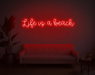 Life is a beach LED Neon Sign - 28inch x 7inchHot Pink