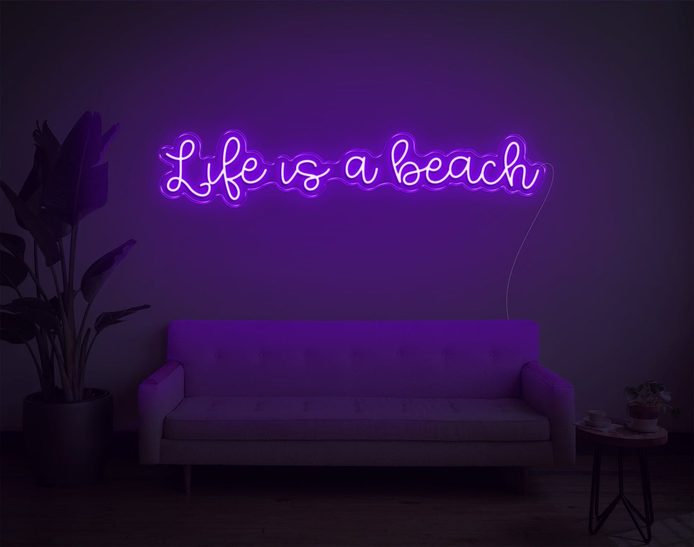 Life is a beach LED Neon Sign - 28inch x 7inchPurple