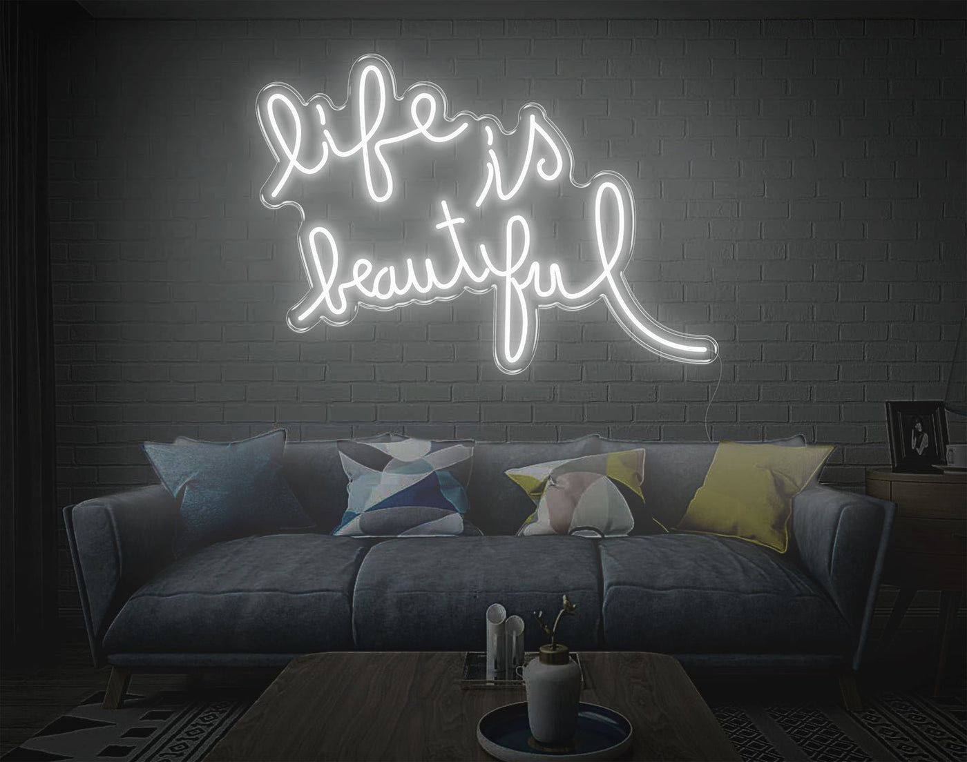 Life Is Beautiful LED Neon Sign - 20inch x 30inchHot Pink