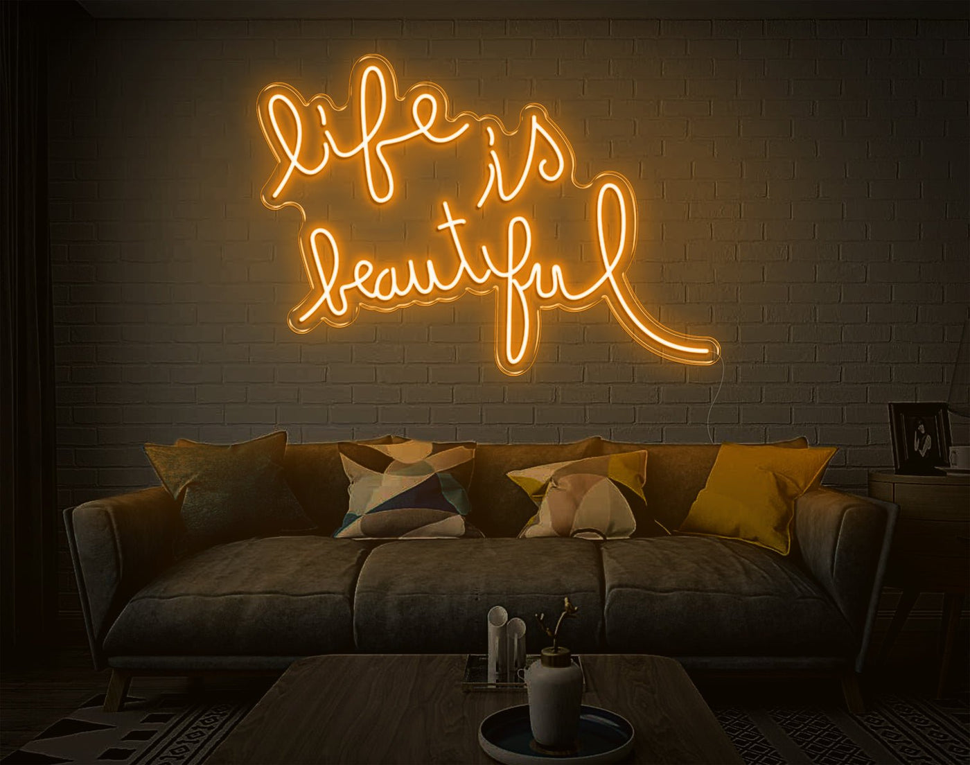 Life Is Beautiful LED Neon Sign - 20inch x 30inchHot Pink