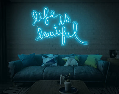 Life Is Beautiful LED Neon Sign - 20inch x 30inchHot Pink