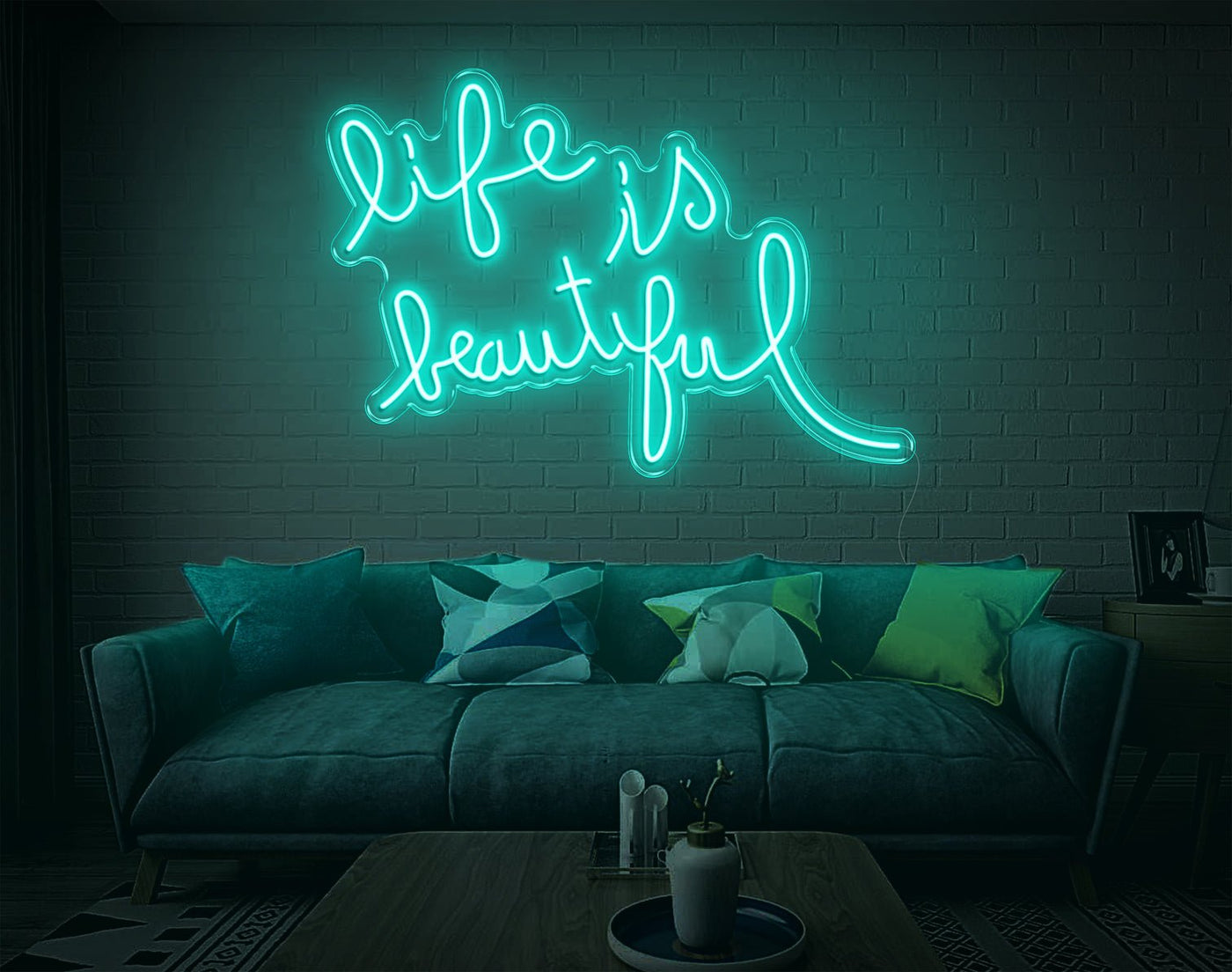 Life Is Beautiful LED Neon Sign - 20inch x 30inchHot Pink