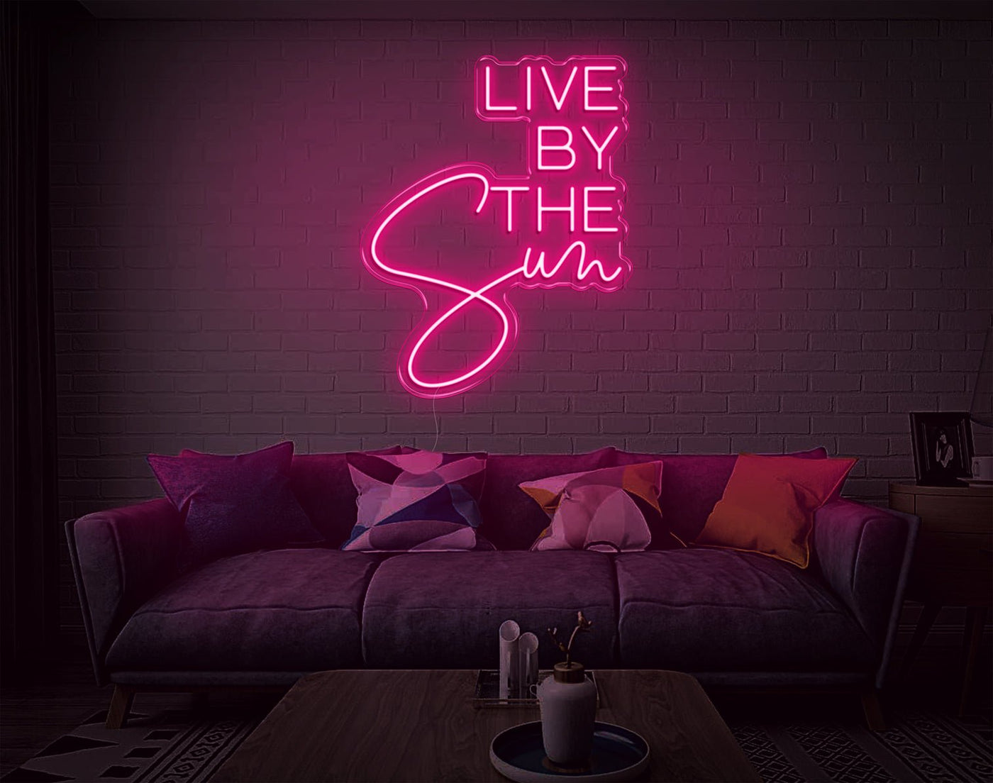 Live By The Sun LED Neon Sign - 26inch x 20inchHot Pink