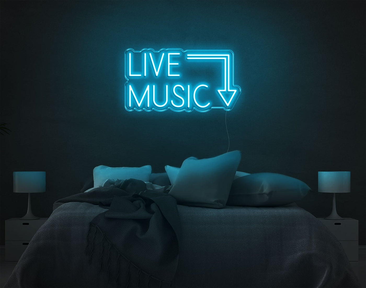 Live Music LED Neon Sign - 11inch x 21inchHot Pink