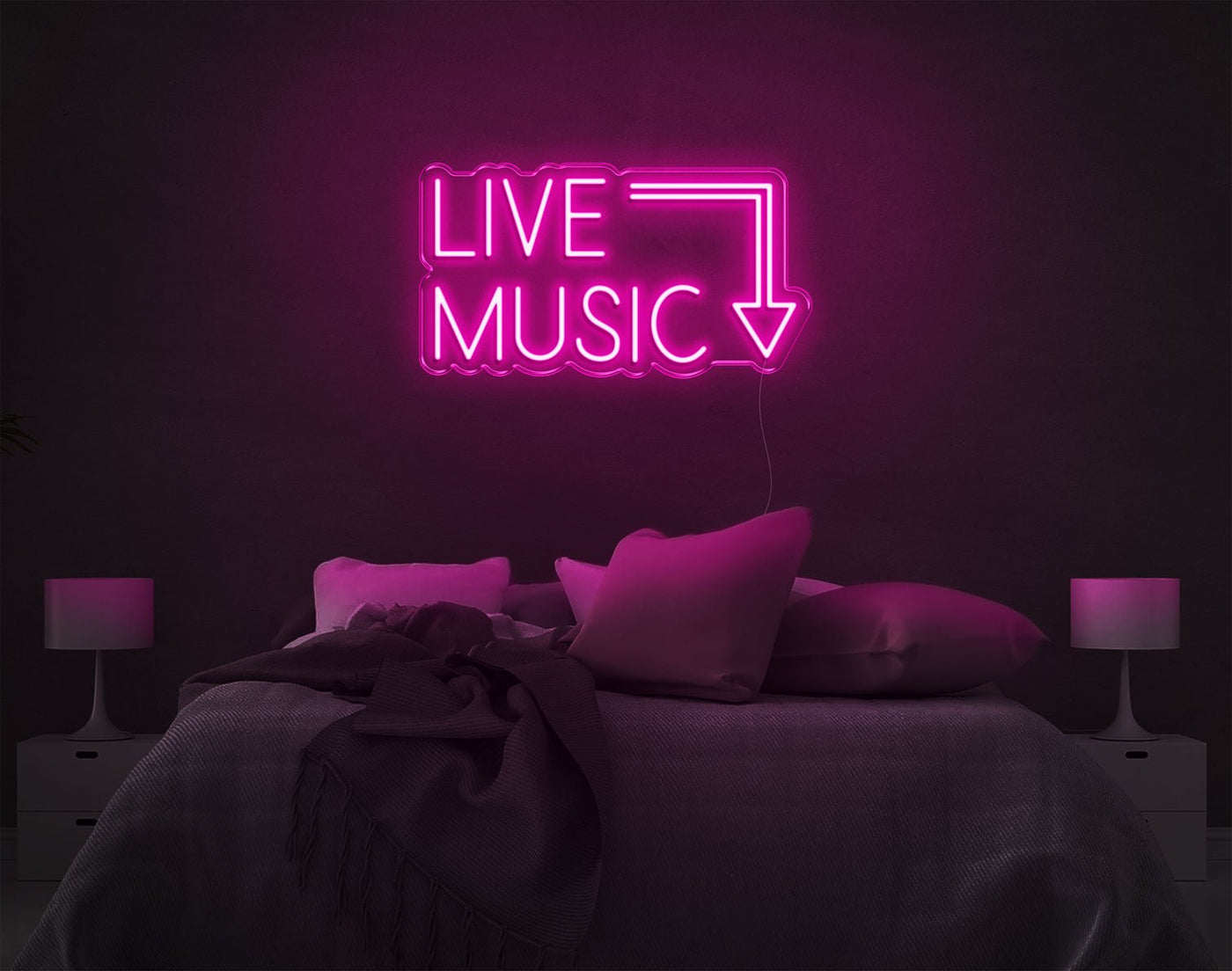 Live Music LED Neon Sign - 11inch x 21inchHot Pink