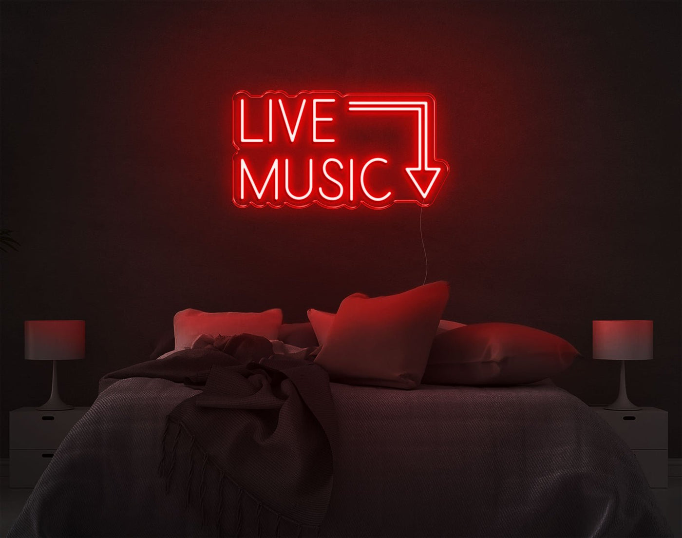 Live Music LED Neon Sign - 11inch x 21inchHot Pink