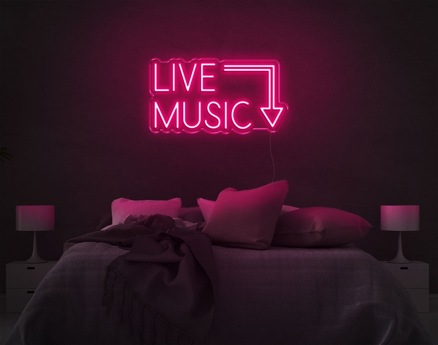 Live Music LED Neon Sign - 11inch x 21inchHot Pink