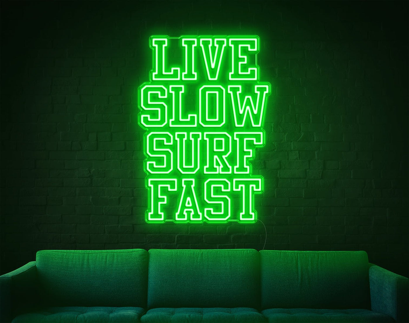 Live Slow Surf Fast LED Neon Sign - 27inch x 19inchHot Pink