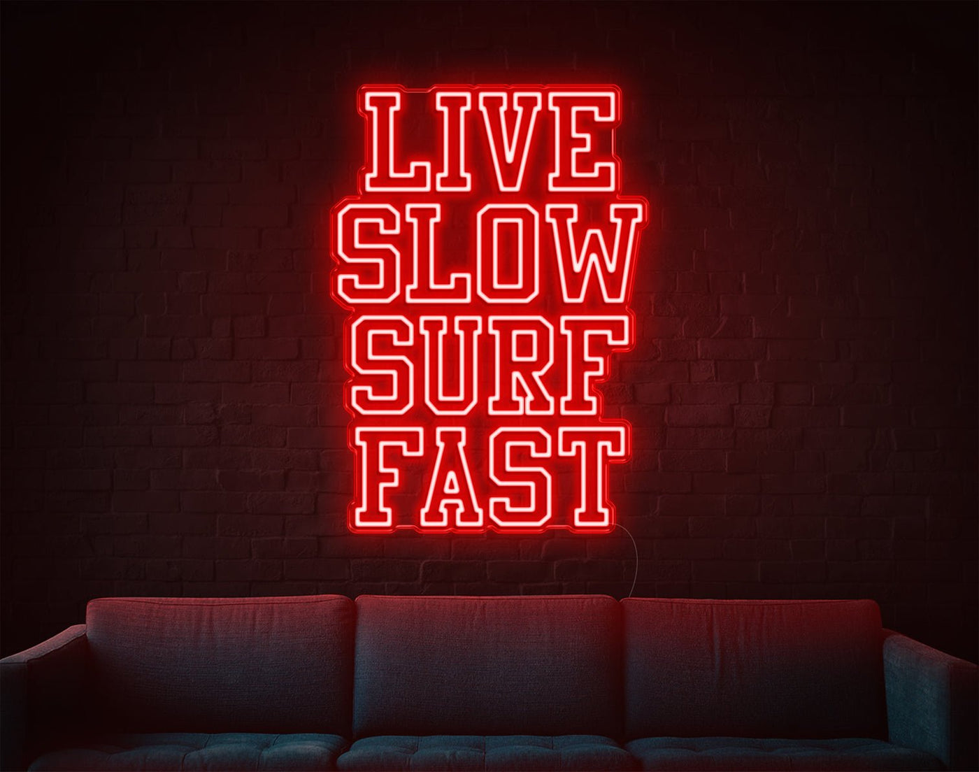 Live Slow Surf Fast LED Neon Sign - 27inch x 19inchRed