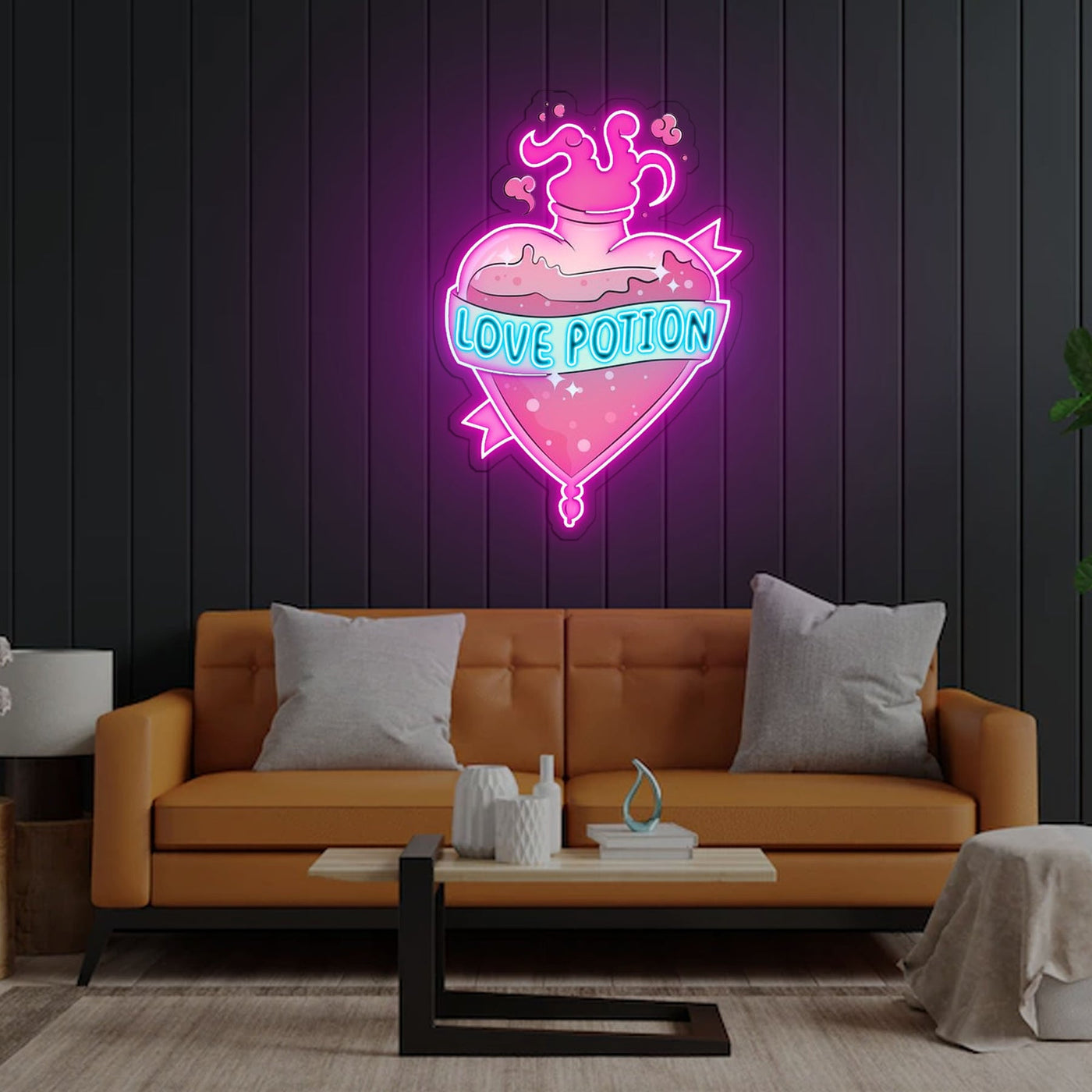 Love Potion Neon Sign x Acrylic Artwork - 2ftLED Neon x Acrylic Print