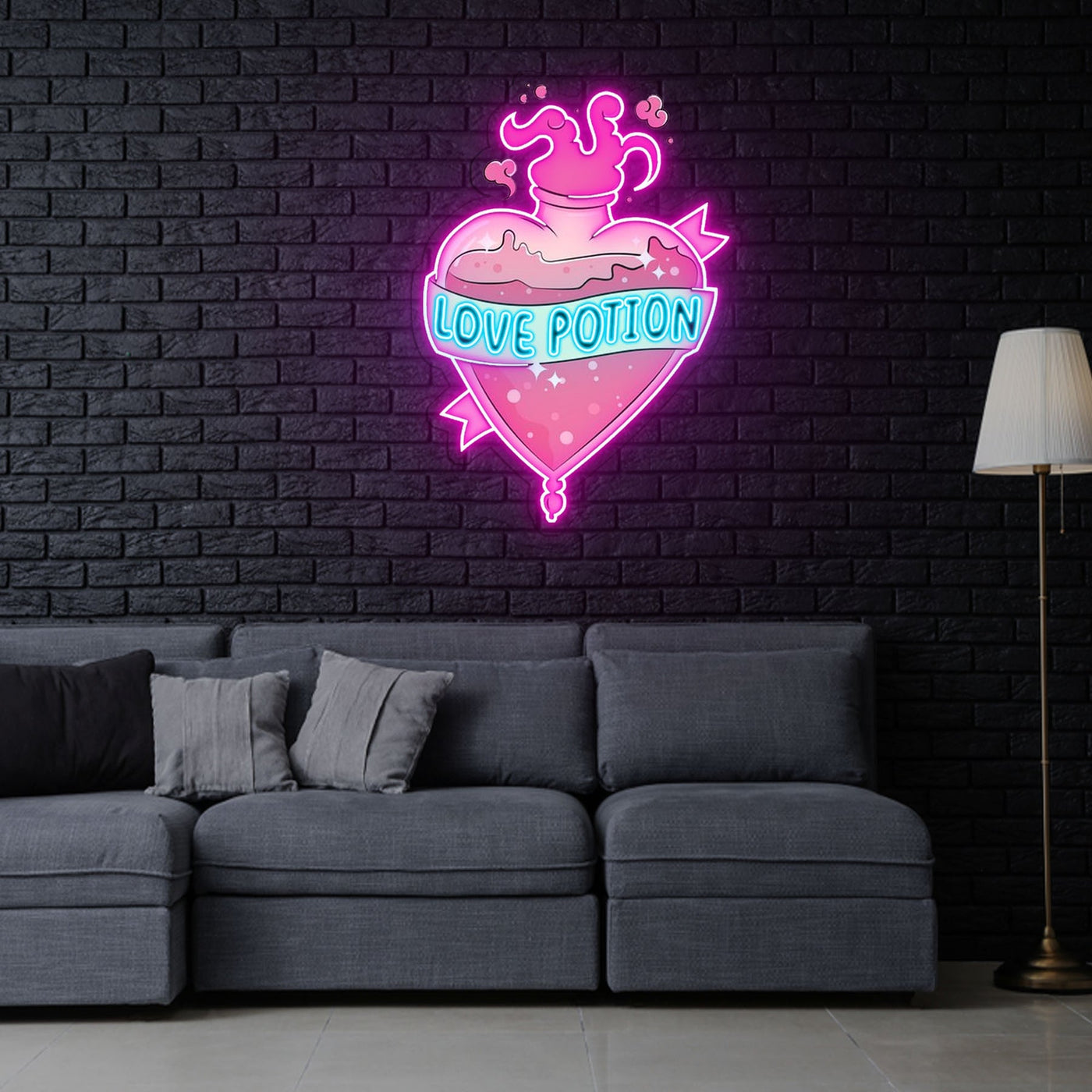 Love Potion Neon Sign x Acrylic Artwork - 2ftLED Neon x Acrylic Print