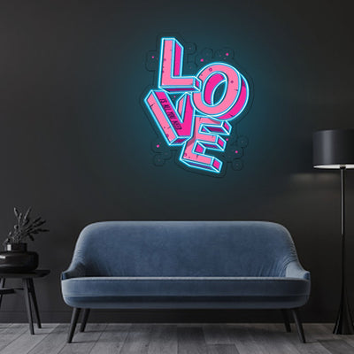 LOVE Text Neon Sign x Acrylic Artwork - 2ftLED Neon x Acrylic Print