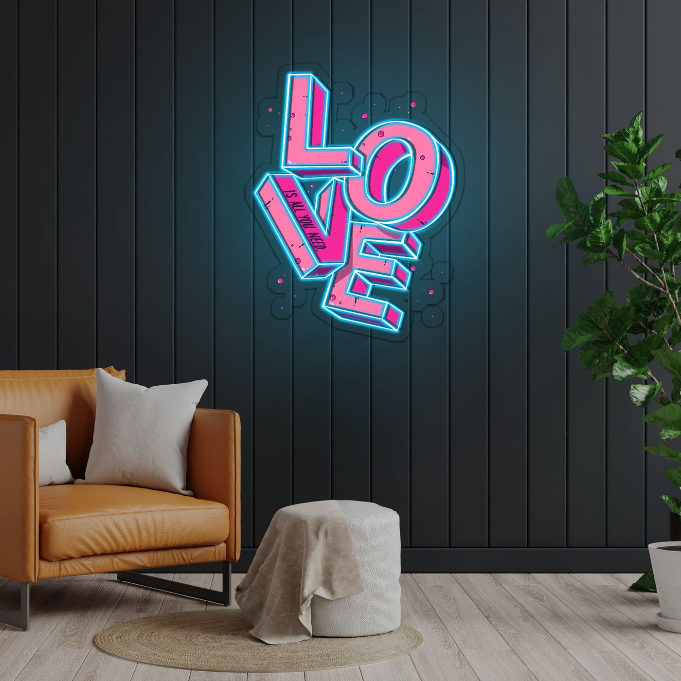 LOVE Text Neon Sign x Acrylic Artwork - 2ftLED Neon x Acrylic Print