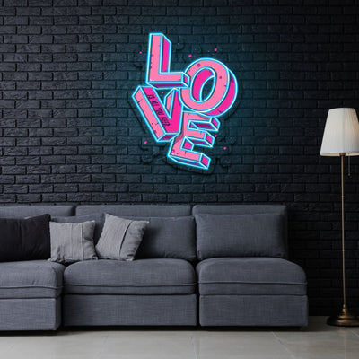 LOVE Text Neon Sign x Acrylic Artwork - 2ftLED Neon x Acrylic Print