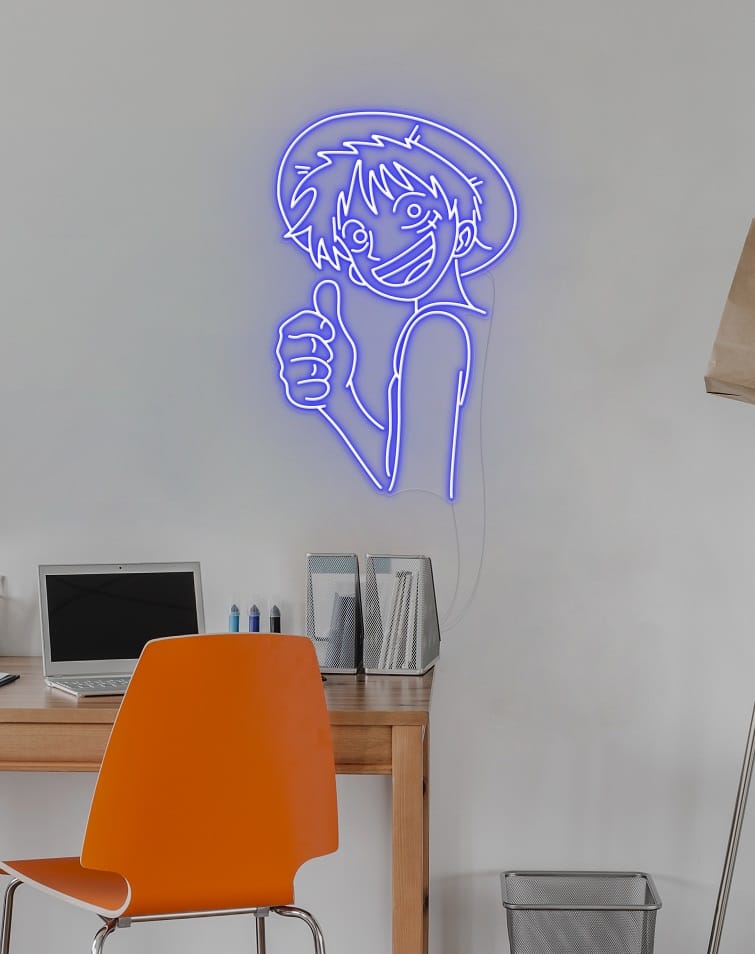 Luffy Neon Sign - White