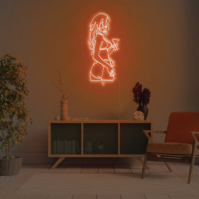 Martini Girl LED Neon Sign - 20inch x 44inchOrange