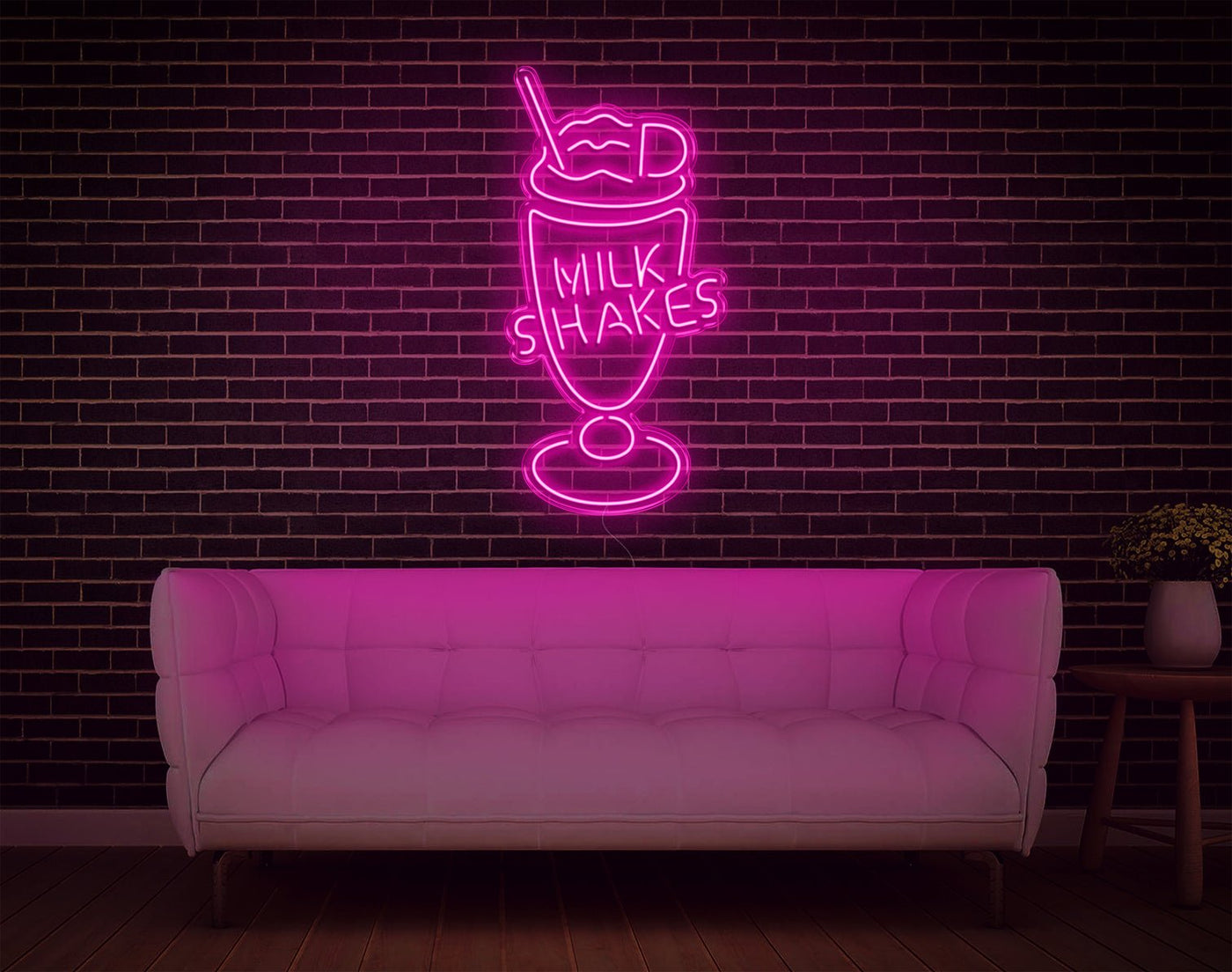 Milk Shakes LED Neon Sign - 37inch x 19inchHot Pink