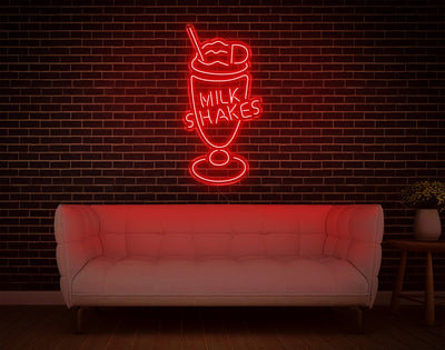 Milk Shakes LED Neon Sign - 37inch x 19inchHot Pink