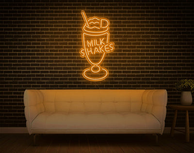 Milk Shakes LED Neon Sign - 37inch x 19inchOrange