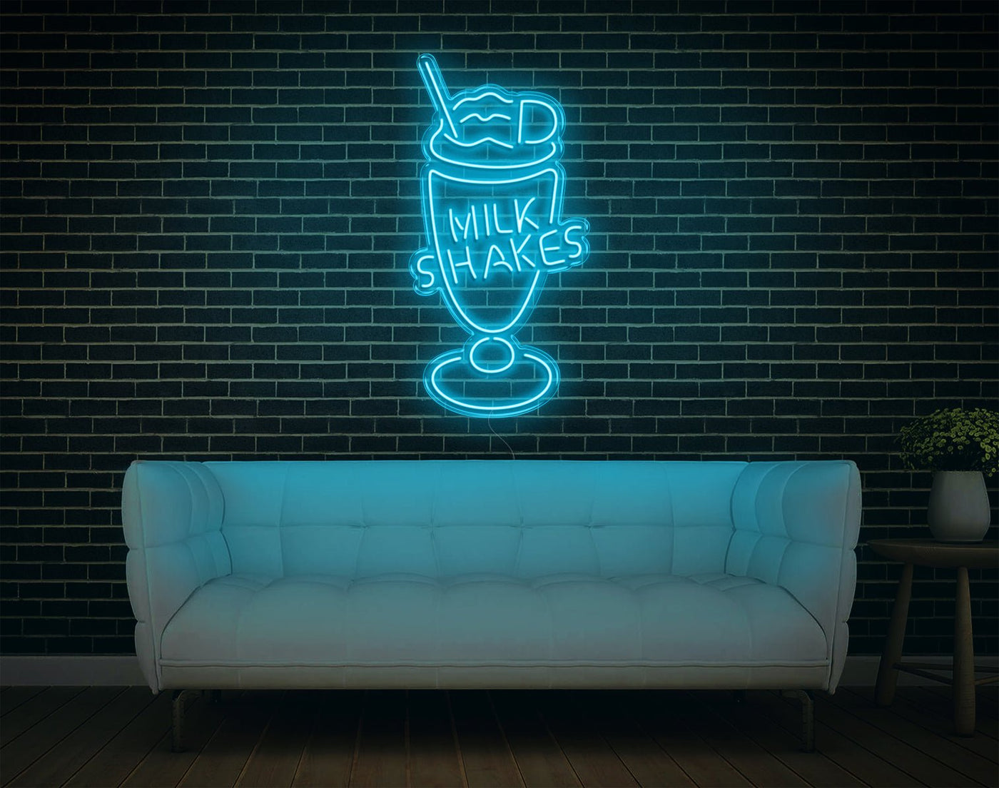 Milk Shakes LED Neon Sign - 37inch x 19inchLight Blue