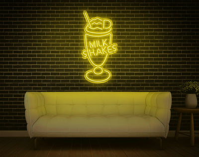 Milk Shakes LED Neon Sign - 37inch x 19inchYellow