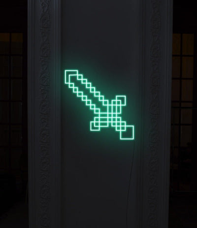 Minecraft Sword Neon Sign - White