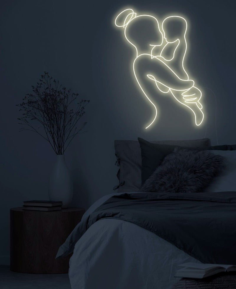 Mother and Child Neon Sign - White