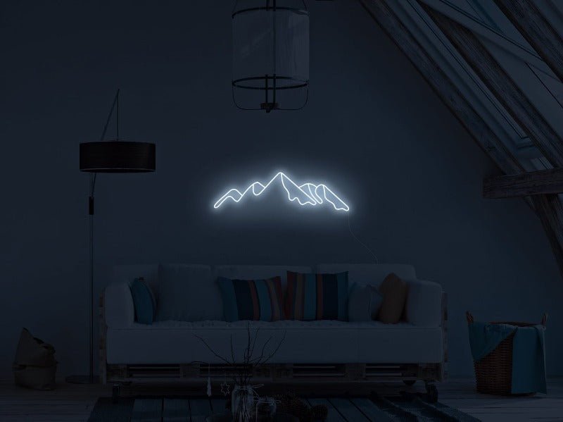 Mountain Skyline Neon Sign - White