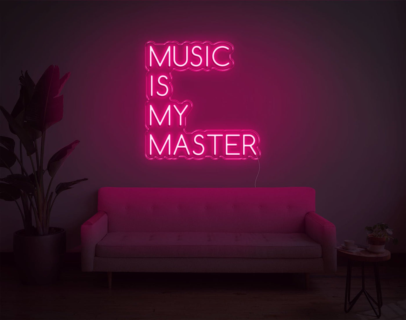 Music Is My Master LED Neon Sign - 20inch x 19inchHot Pink